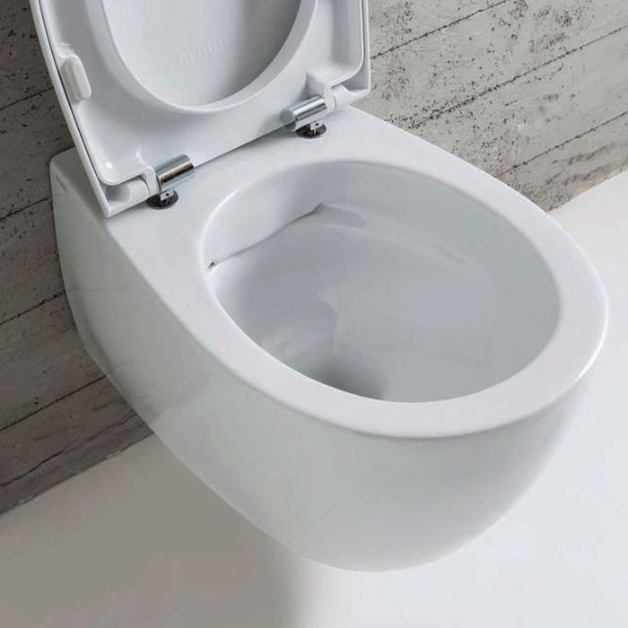 GLOBO 4ALL Унитаз подвесной БЕЗОБОДКОВЫЙ 54*36см, с системой скрытого крепежа, цвет белый