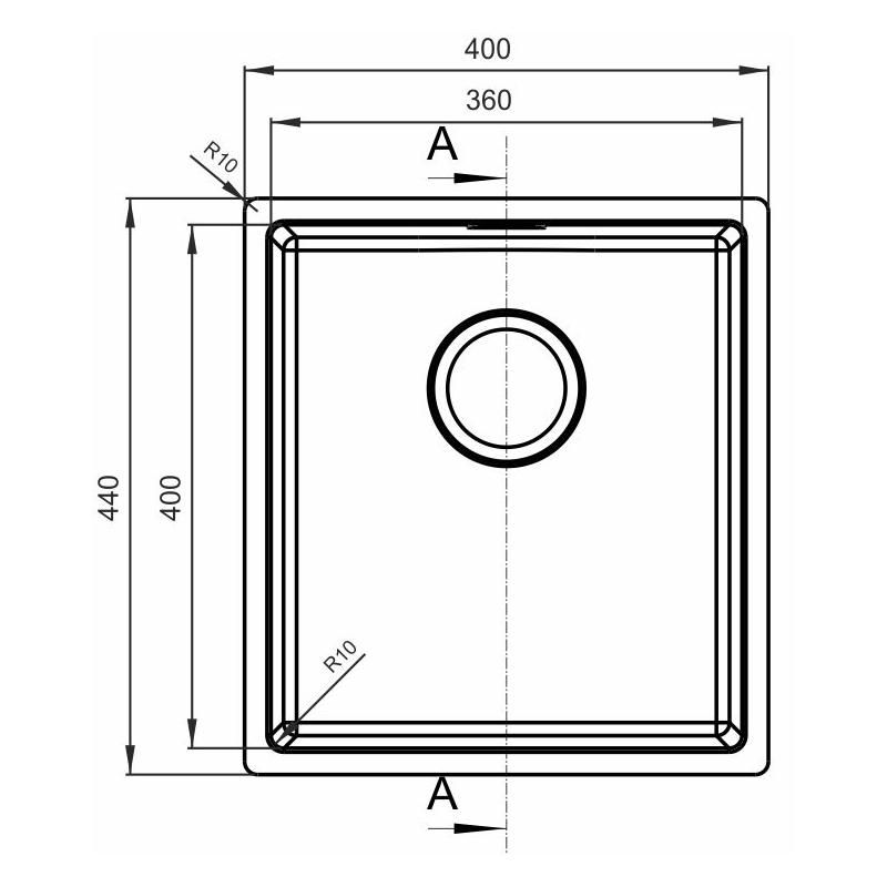 Кухонная мойка Florentina ОПТИМА-HM OHM.360.400.В.10.S.10, нержавеющая сталь, артикул OHM.360.400.B.10.S.10