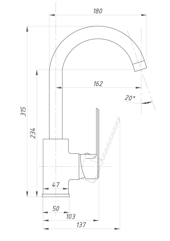 Смеситель для кухни  ПСМ-Профсан Серия-600 (PSM-600-3) тип См-МОЦБА, артикул PSM-600-3