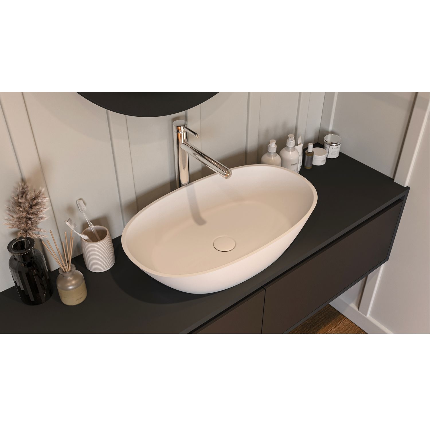 Умывальник WHITECROSS Amazon 60x35 (белый мат) иск. камень Умывальник WHITECROSS Amazon 60x35 (белый мат) иск. камень