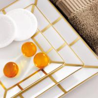 THG ITHAQUE DECOR OR Набор из 3 керамических подносов, декор золото, цвет белый