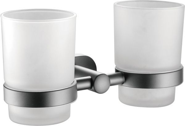 Стакан для ванной комнаты двойной BELZ B90508, вороненая сталь