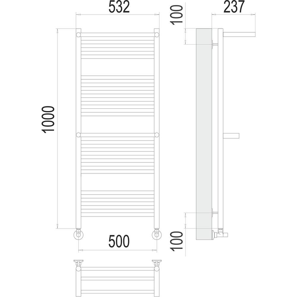 Полотенцесушитель водяной с 2 полками Terminus Аврора П20 50х100