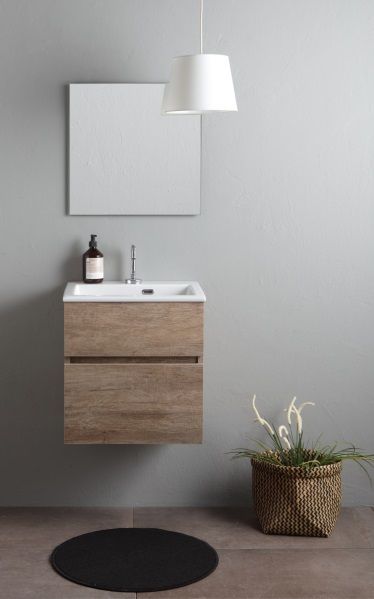 White Ceramic Laveria, тумба 50 см с 1 ящиком под постирочную раковину Rio, цвет дуб адамелло