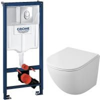 Комплект унитаза Owl 1975 Vind OWLT190302 с инсталляцией Grohe Rapid SL 38721001 с сиденьем Микролифт и клавишей смыва Хром
