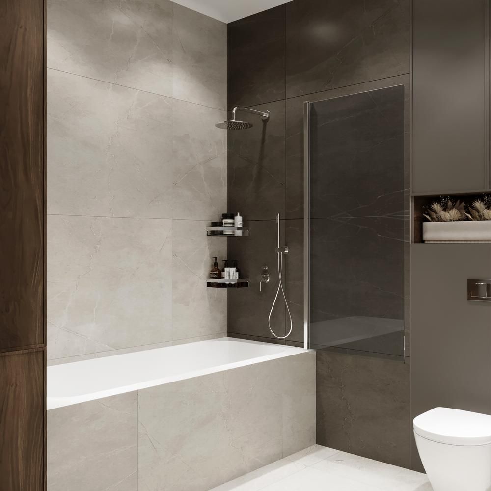 Шторка на ванну распашная Terminus Ното 150х70 тонированная, хром, артикул 2CW150х70CT