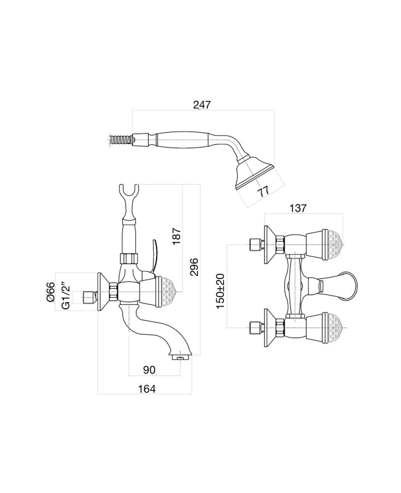 Смеситель для ванны Fiore XT SKY (SWAROVSKI®) 17CO0600, хром/золото, артикул 17CO0600