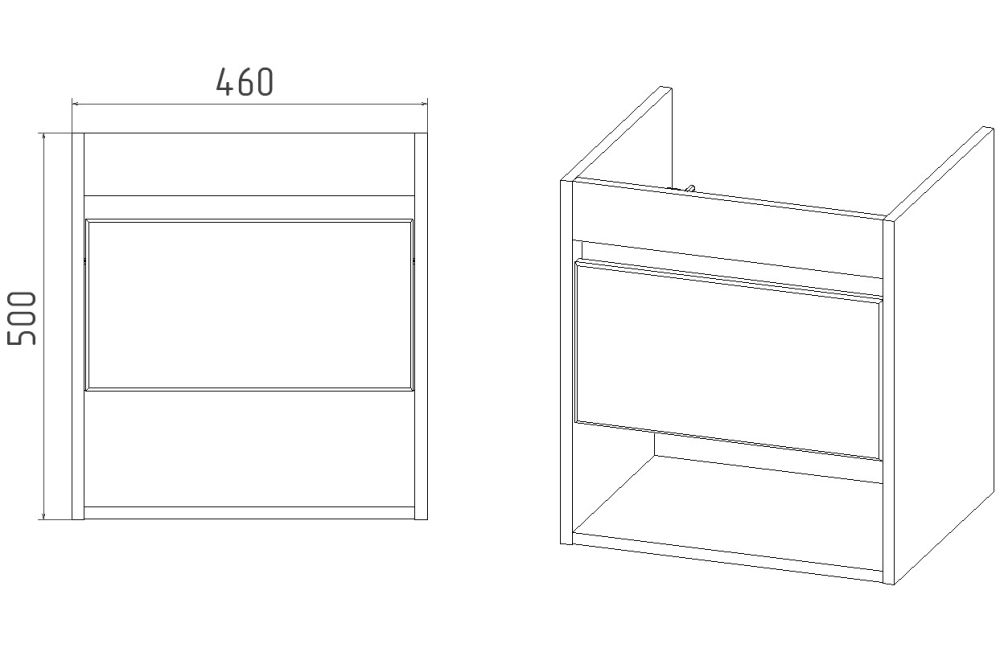 Тумба VIANT "Бостон" 1 ящик подвесная  380х460х500 под раковину .S-UM-COM50/1-w (COMO 50) (VBOS50CO-T1YP), артикул VBOS50CO-T1YP