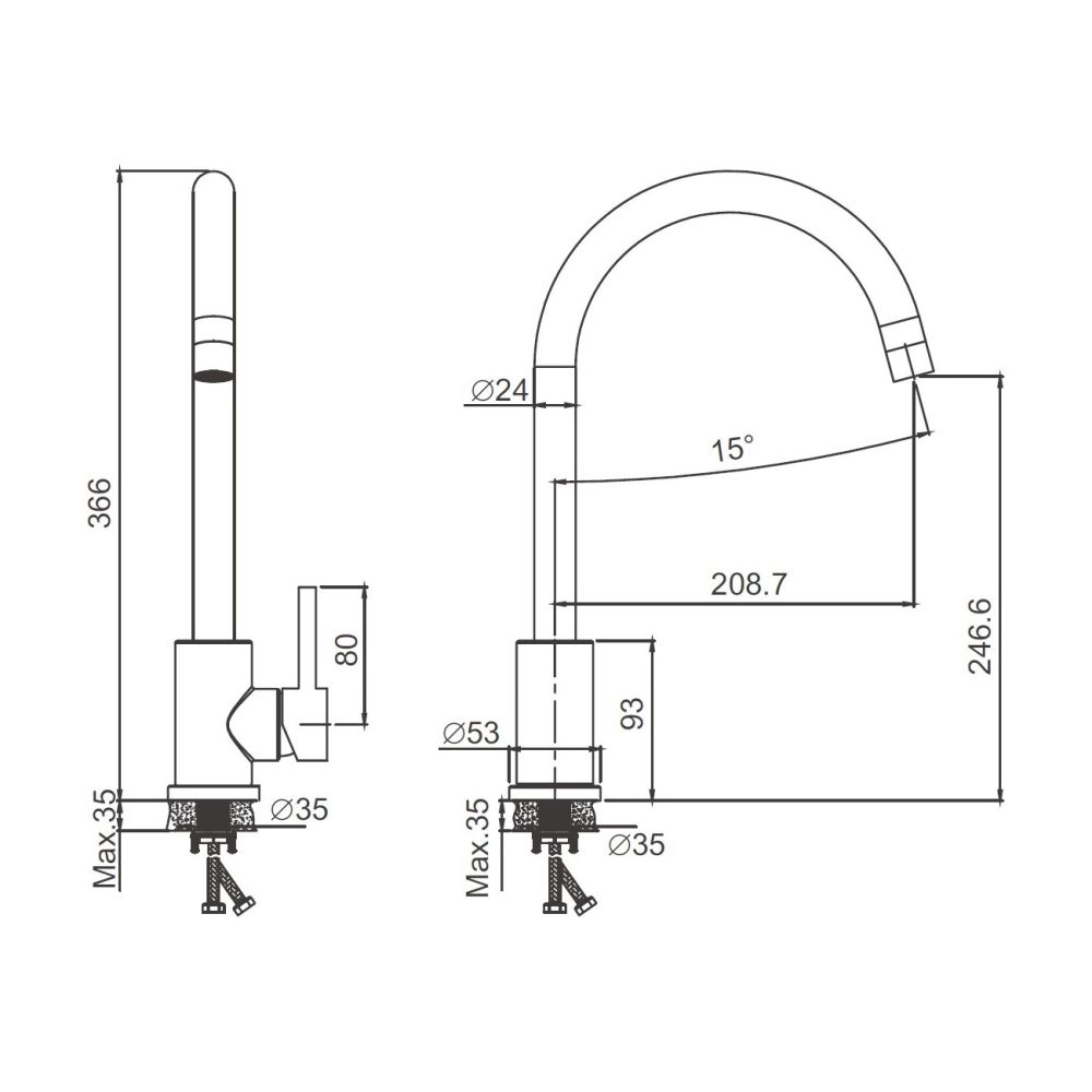 Смеситель для кухни BELZ B70810-7, черный