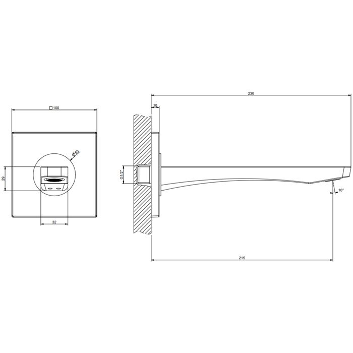 GESSI Rilievo Настенный излив на 1/2”, комбинируемый с удаленным управлением (не входит в комплект)., цвет: хром