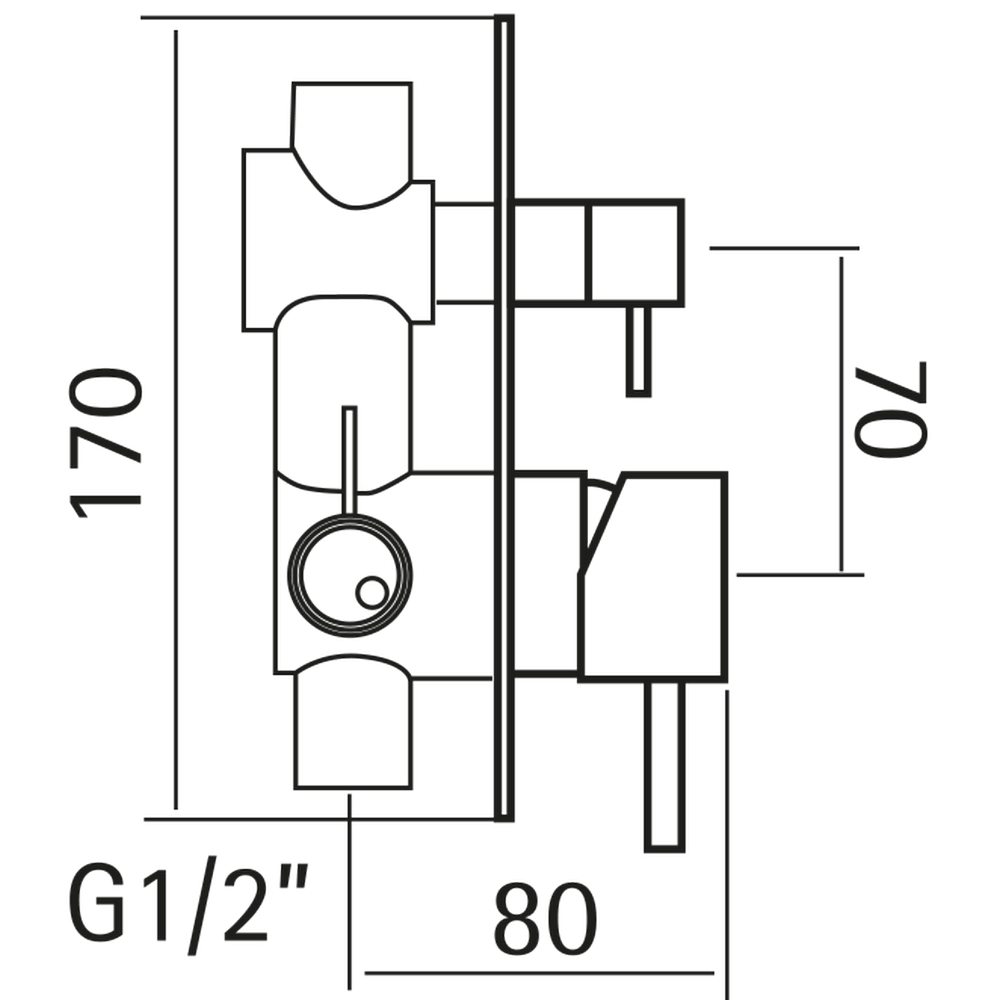 HUBER Lynox Встраиваемый смеситель для душа с переключателем на 2 выхода, на прямоугольном основании, нержавеющая сталь, артикул LX000211D1