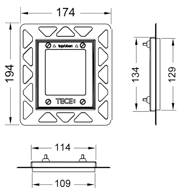 Монтажная рамка для установки стеклянных панелей TECEloop Urinal на уровне стены, TECE, 194*174 мм, регулировка глубины 5-18 мм, цвет черный Монтажная рамка для установки стеклянных панелей TECEloop Urinal на уровне стены, TECE, 194*174 мм, регулировка глубины 5-18 мм, цвет черный