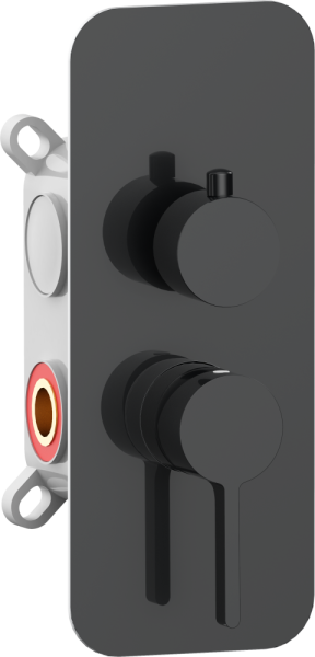 AQG Urban Flow, встраиваемый смеситель для душа на 2 выхода, с дивертером, цвет оружейная сталь (PVD)