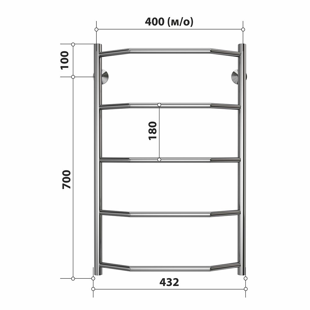 Полотенцесушитель водяной Stelmix 80x50 см, трапеция