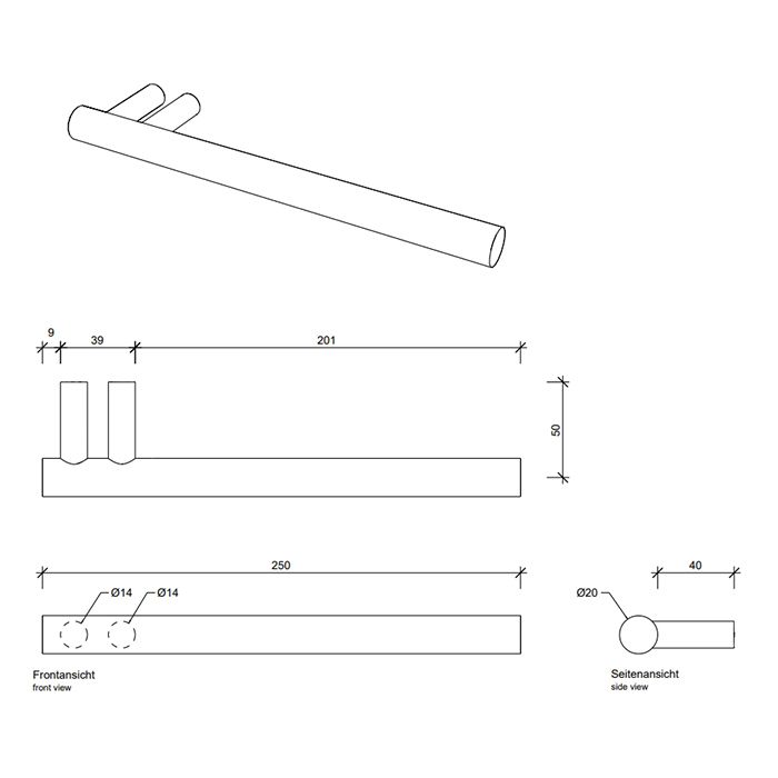 Decor Walther Bar Полотенцедержатель 25см., подвесной, цвет: сталь матовая