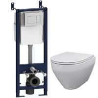 Комплект унитаза AM.PM Spirit IS301.701700 с инсталляцией с сиденьем Микролифт и Белой клавишей смыва Комплект унитаза AM.PM Spirit IS301.701700 с инсталляцией с сиденьем Микролифт и Белой клавишей смыва