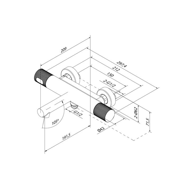 Смеситель для ванны с термостатом IDDIS Duna без аксессуаров, матовое золото (DUNMG02i74WA), артикул DUNMG02i74WA