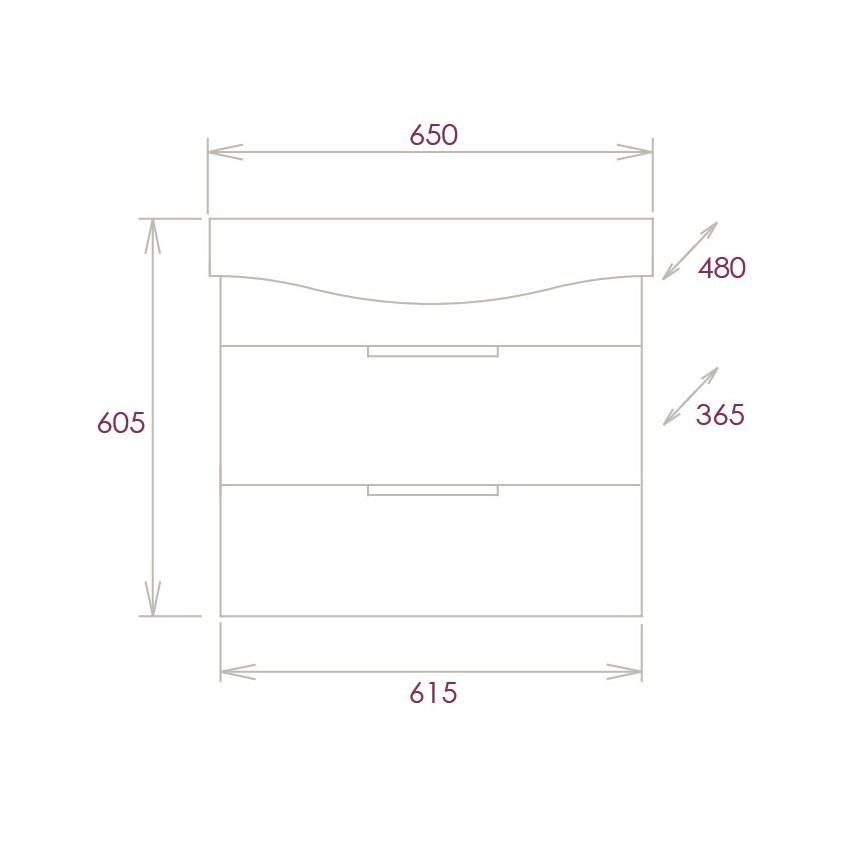 Тумба Onika Девис 65 подвесная, бетон чикаго (ум. Беверли 65)