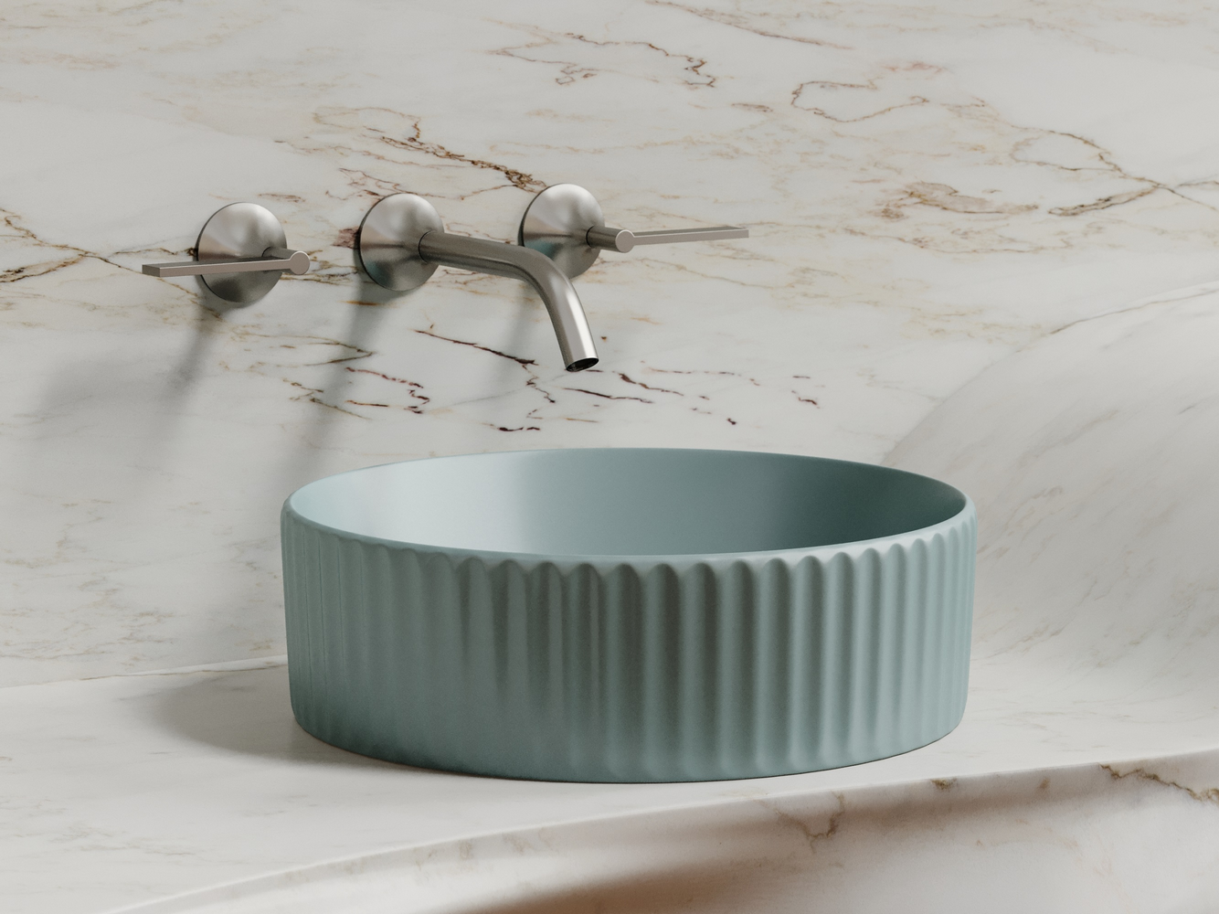 Умывальник чаша накладная круглая (цвет Зеленый Матовый) Элемент (Element) 360x360x115мм, артикул CN6057MLG