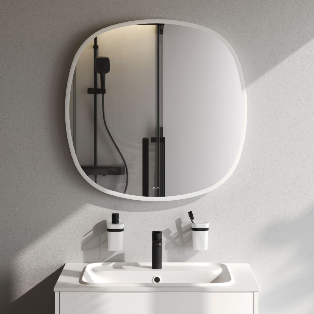 M8FMOX0801WGS Зеркало универсальное с контурной LED-подсветкой, ИК- сенсором, квадрат, 80 см