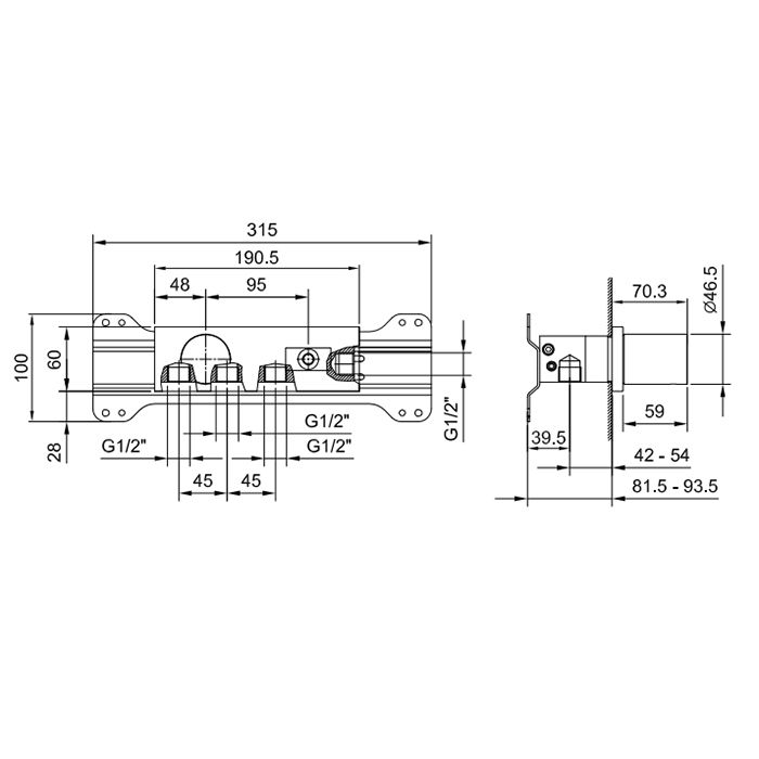 Внутрення часть, Fantini, Venezia, назначение-для смесителя для душа, стандарт подвода воды-1/2"