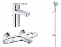 Готовый комплект для ванной комнаты Термостатический смеситель для ванны GROHE Grohtherm 1000 New и Смеситель для раковины GROHE Europlus (NBT0002)