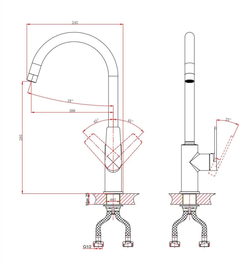 Смеситель DK для кухни высокий Bayern.Fürth (DA1522405), артикул DA1522405
