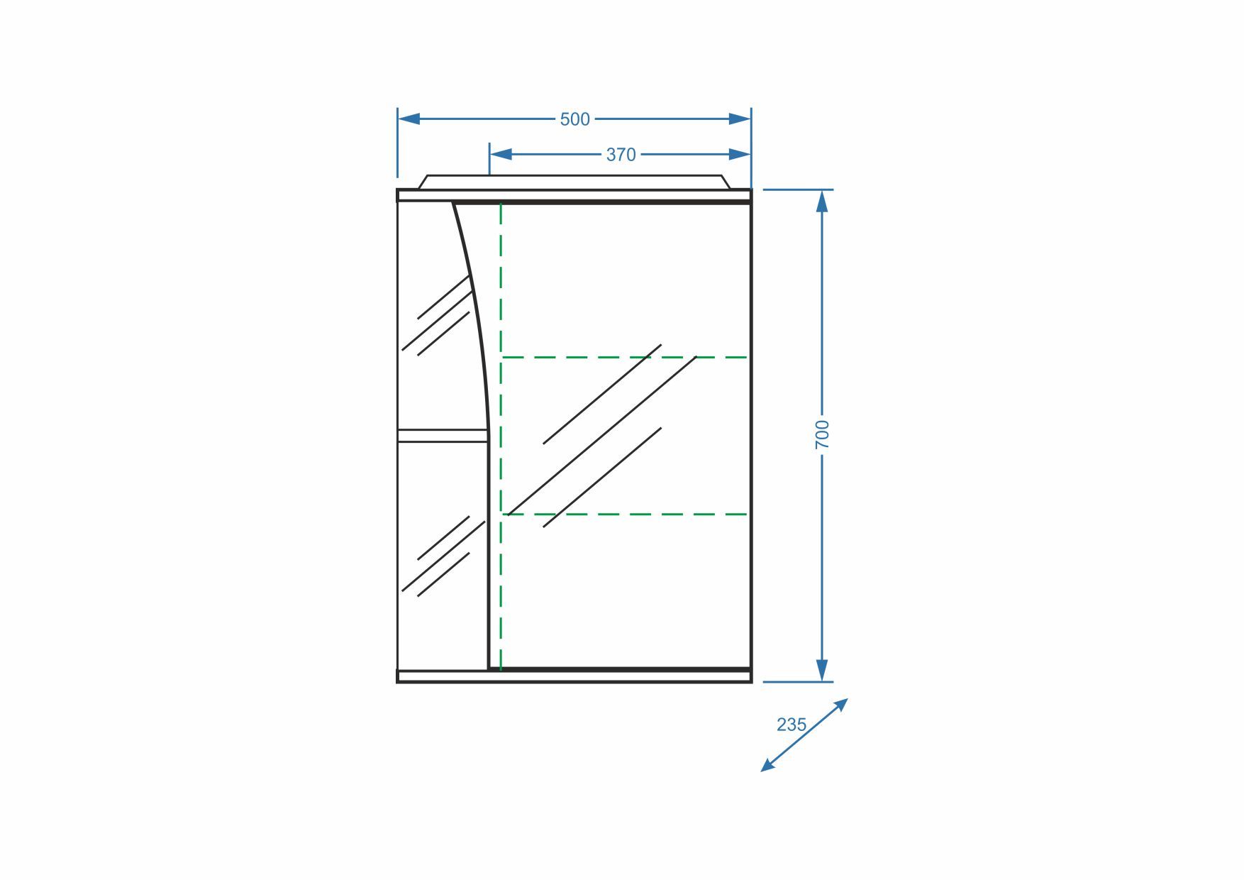 Зеркало-шкаф "Винчи 50/С", правое