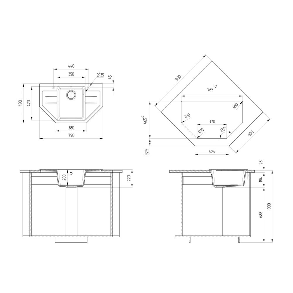 Кухонная мойка Ulgran U-609-345, шоколад, артикул U-609-345