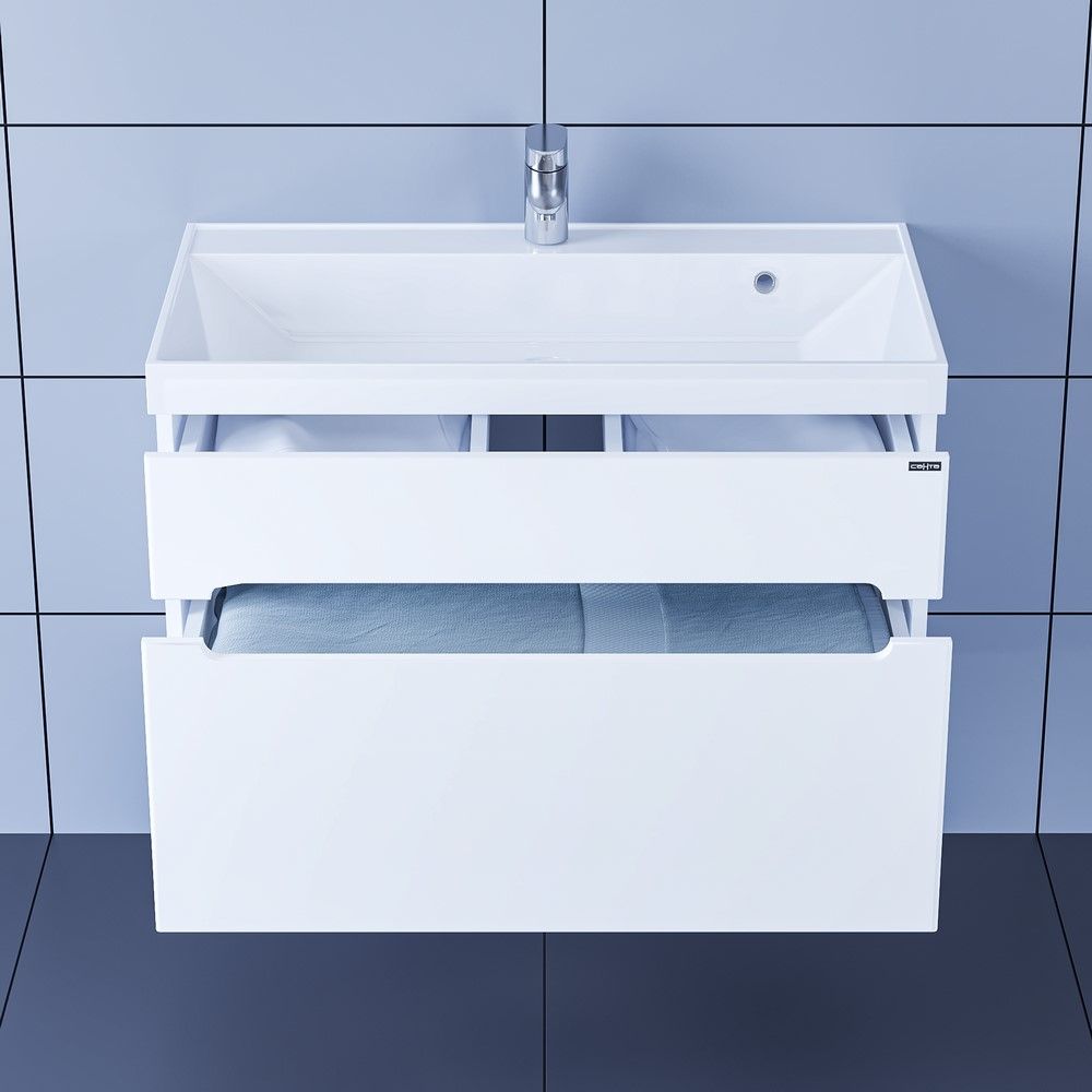 Тумба для умыв. "Лондон-80" 2 ящ, подвес. (ум. Астория 80 литой мрамор)