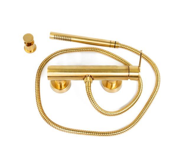 Emmevi Filobrass, однорычажный (со стержнем) смеситель для душа с набором для душа, цвет зачищенное золото