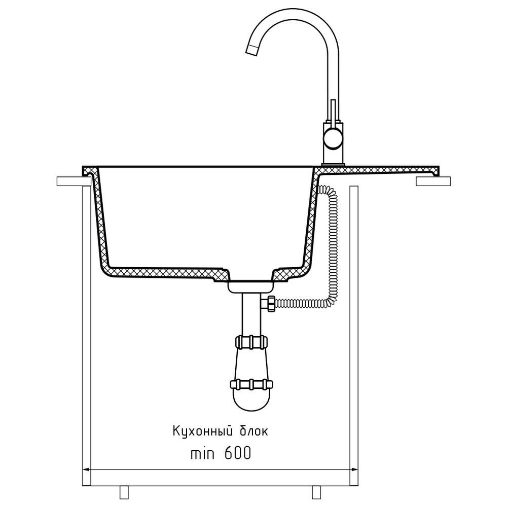 Кухонная мойка GranFest URBAN 668L, темно-серый, артикул 668L темно-серый