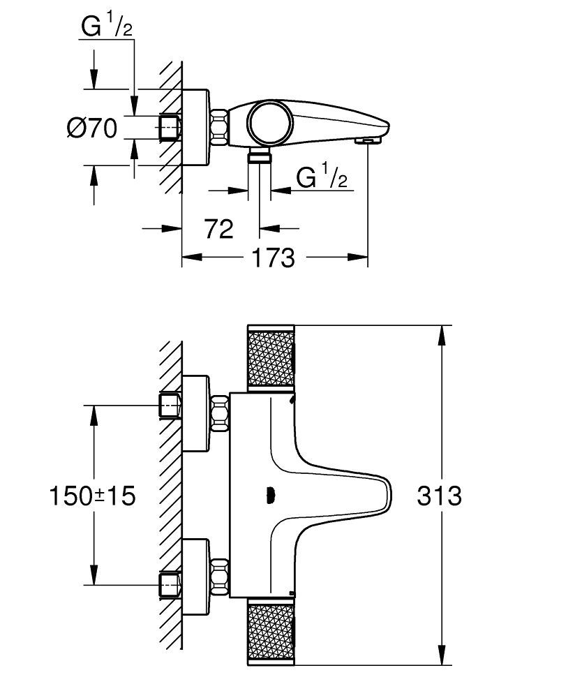 Термостат для ванны с изливом GROHE 34830000 Термостат для ванны с изливом GROHE 34830000