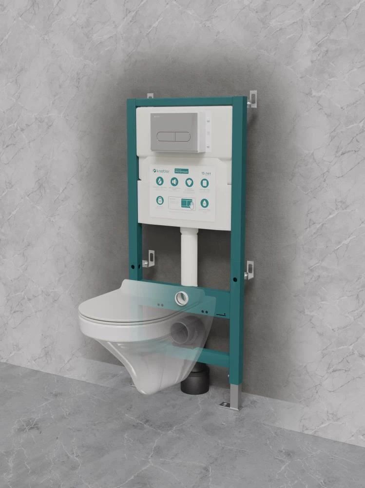 Инсталляция для подвесного унитаза Knotlor ISWC503FG, бирюзовый
