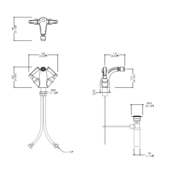 Devon & Devon Manhattan Смеситель для биде на 1 отв, с донным клапаном, цвет никель блестящий, артикул MNH420NK