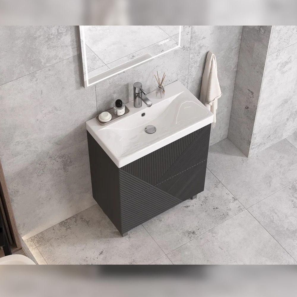 Тумба под раковину напольная Velvex Edge tn.EDG.9696.70.2Y графит, 70 см, артикул tn.EDG.9696.70.2Y графит