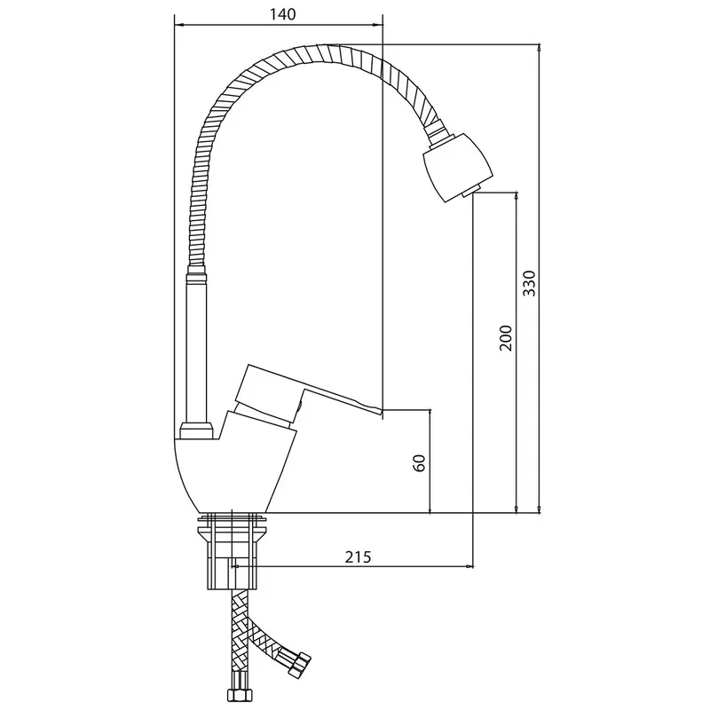 Смеситель для кухни с гибким изливом и режимом "душ" Славен СЛ-ОД-Л25, хром, артикул СЛ-ОД-Л25