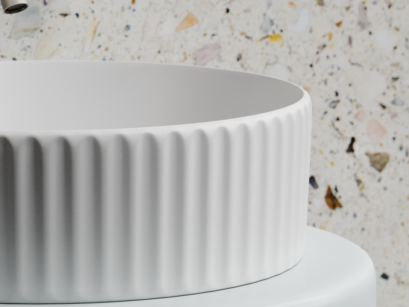 Умывальник чаша накладная круглая (цвет Белый Матовый) Элемент (Element) 360x360x115мм, артикул CN6057MW