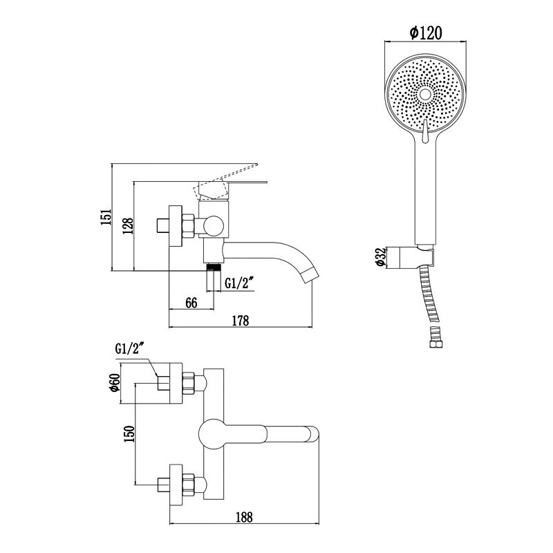 Смеситель для ванны Fmark FS8206A, хром, артикул FS8206A