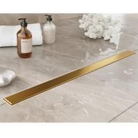 Plumberia Selection Трап душевой PS MODULAR 4x80 2устор. накладка из нерж.стали, комбинир.затвор с горизонт. Выпуском Ду 50мм,40л/мин, золото браш.