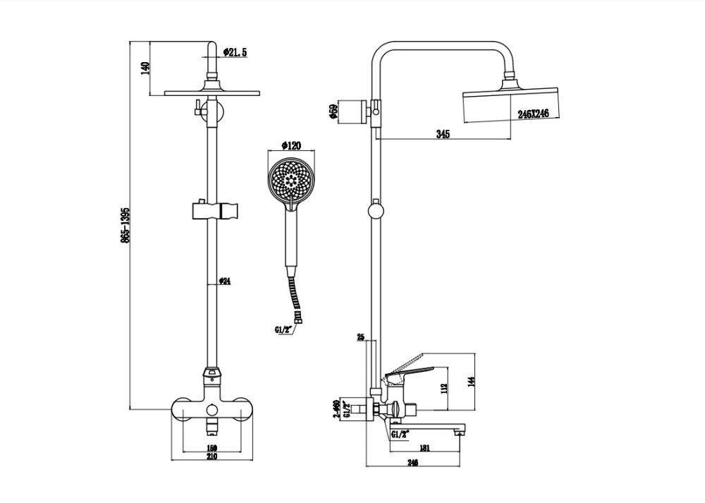 Душевая система Savol S-600608A, хром, артикул S-600608A