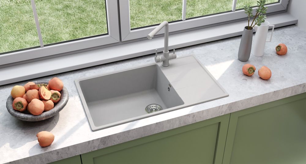 Кухонная мойка Ulgran Quartz Prima 860-04, платина, артикул Prima 860-04