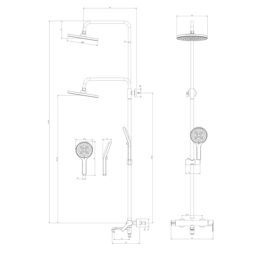 Смеситель Lemark Ladoga для ванны и душа с регулируемой высотой штанги и лейкой верхнего душа «Тропический дождь» (LMF-0726B-BL), артикул LMF-0726B-BL