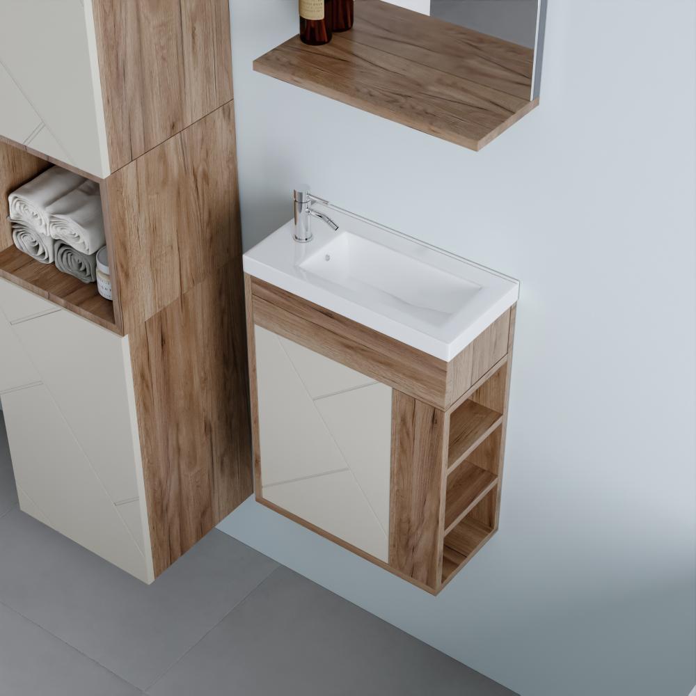 Тумба под раковину подвесная Бриклаер КРИСТАЛЛ латте, 40 см, артикул 4627125416903