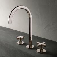 Fantini Icona Classic Смеситель для раковины, 3 отв., с нажимн. донным клапаном, излив 160мм, цвет: никель