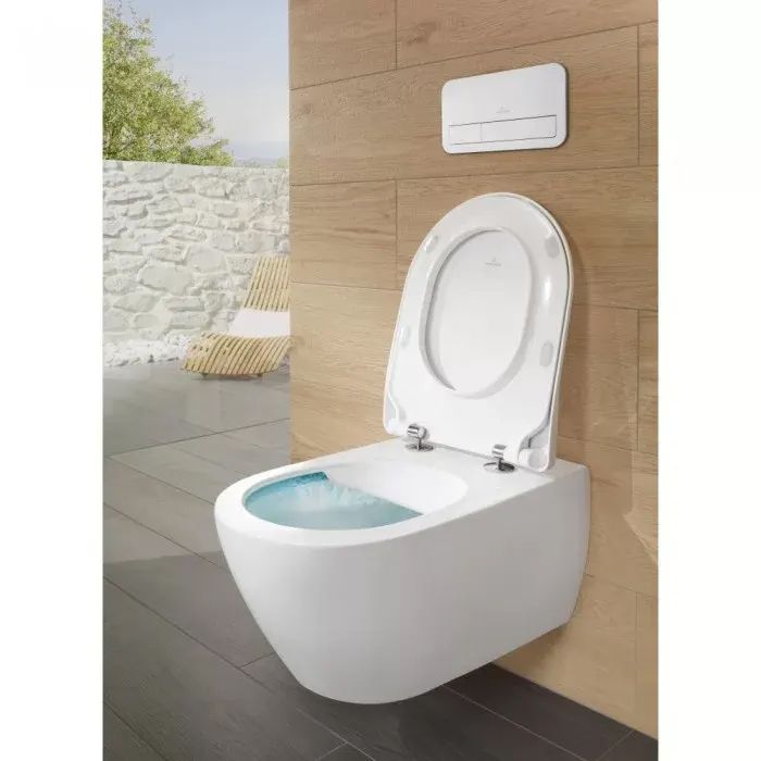 Villeroy&Boch Subway 2.0 К-т Подвесной унитаз 370*560*365, с крепежом + сиденье Slim с микролифтом, CeramicPlus, цвет альпийский белый, артикул 5614R2R1