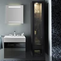 Burgbad Yumo Шкаф подвесной высокий 350х320х1760 мм, 1 дверь левая из стекла, 4 ст полки, с подсветкой, цвет серый Burgbad Yumo Шкаф подвесной высокий 350х320х1760 мм, 1 дверь левая из стекла, 4 ст полки, с подсветкой, цвет серый