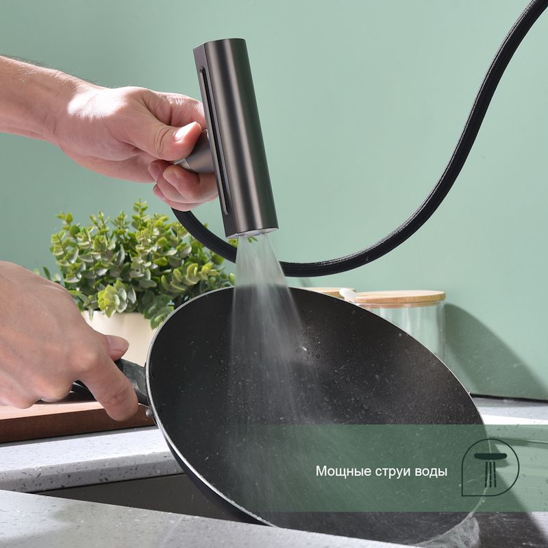 Смеситель для кухни с мультифункциональным изливом Splenka S206.49.09, графит