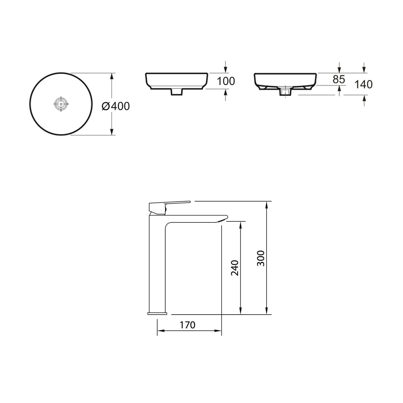 Комплект 2 в 1 Lavinia Boho Bathroom Sink Slim 21510016, накладная фарфоровая раковина 40 см, смеситель