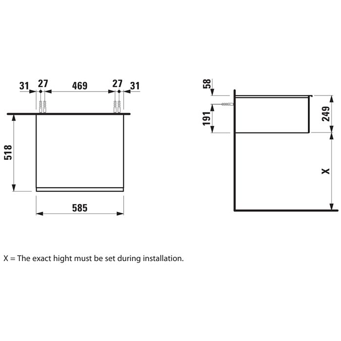 Тумба, Laufen, Space, ширина, мм-585, глубина, мм-520, высота, мм-250, тип установки-подвесной, ящики-1, материал корпуса-МДФ, материал фасада-МДФ, цвет-светлый орех, артикул 4.1113.1.160.101.1